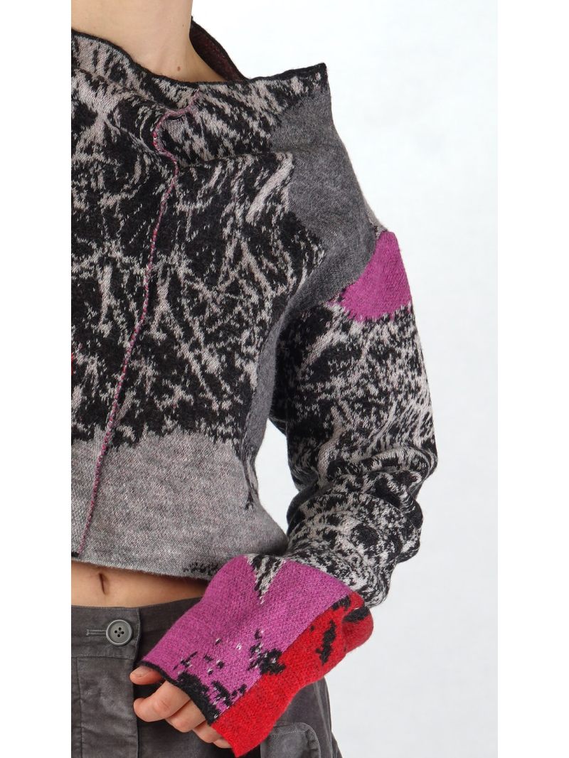 Rundholz Black Label - Asymmetrische Strickjacke aus 100% Wolle in Gerade Form - 2253247101