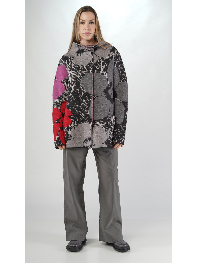 Rundholz Black Label - Weite Jaquard Strickjacke mit Druckknöpfen - 2253247102