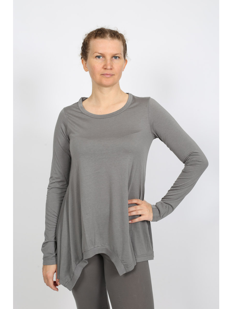 Rundholz Black Label - Asymmetrisches Longsleeve-T-Shirt aus Lyocell und Baumwolle - 2253260501