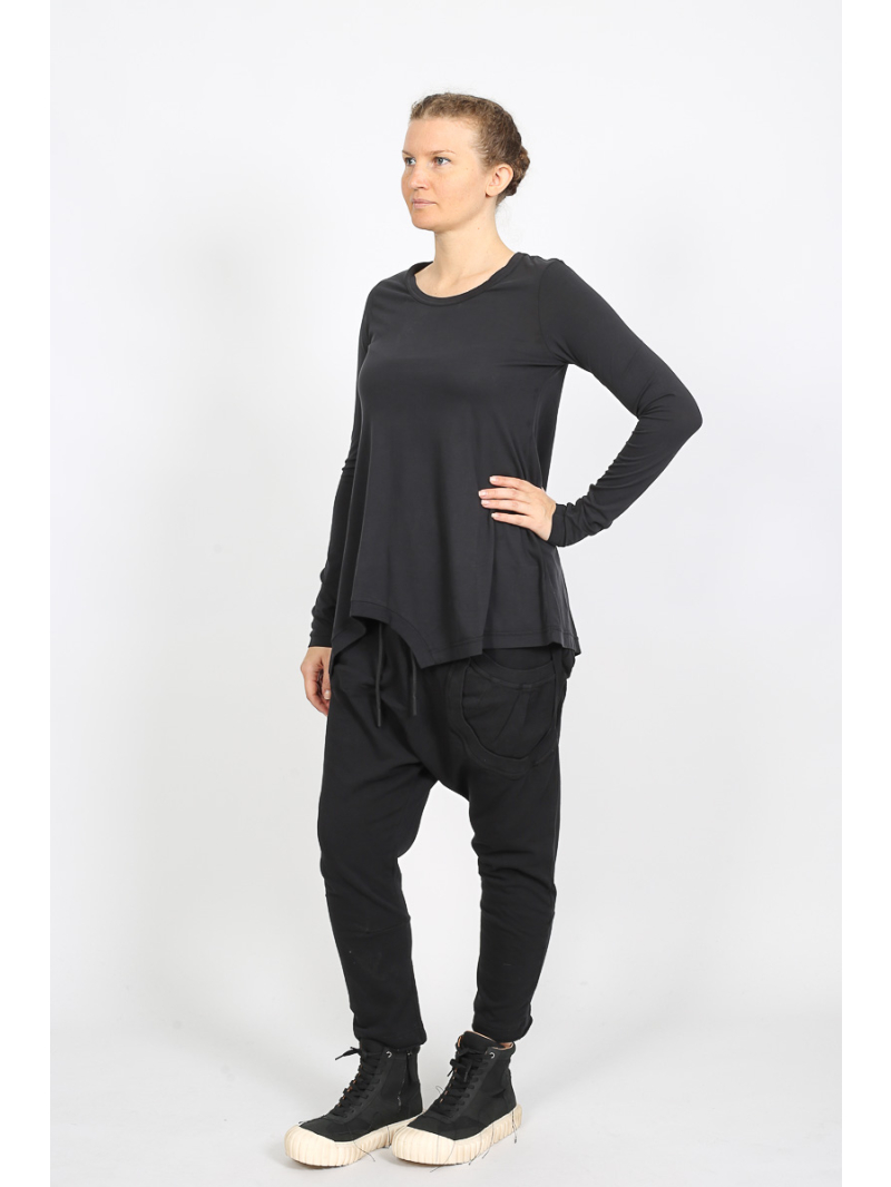 Rundholz Black Label - Asymmetrisches Longsleeve-T-Shirt aus Lyocell und Baumwolle - 2253260501