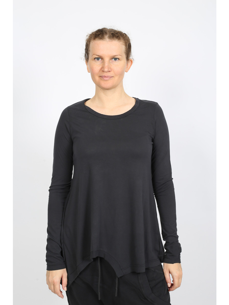 Rundholz Black Label - Asymmetrisches Longsleeve-T-Shirt aus Lyocell und Baumwolle - 2253260501