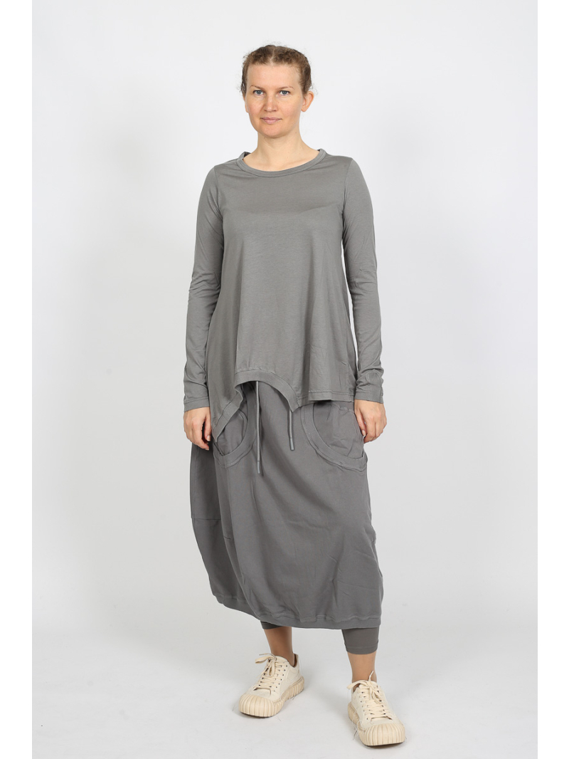 Rundholz Black Label - Asymmetrisches Longsleeve-T-Shirt aus Lyocell und Baumwolle - 2253260501