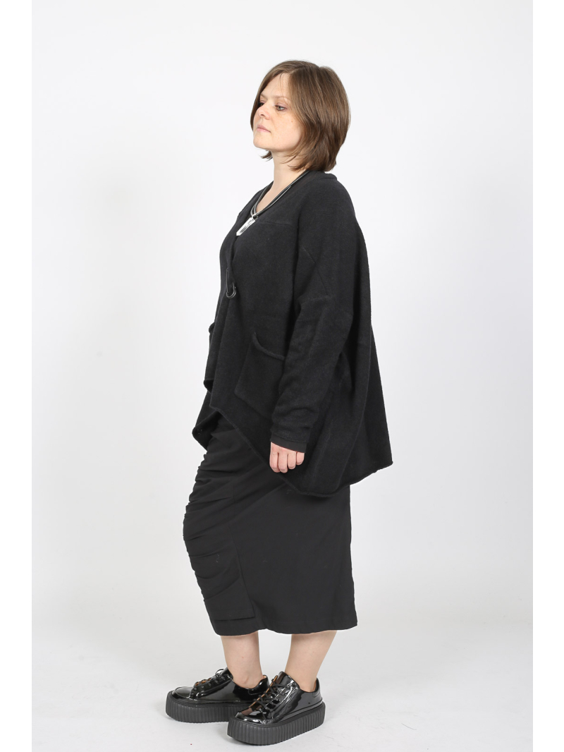 Rundholz Black Label - Strickjacke mit asymmetrischem Saum und Schalkragen - 2253317104