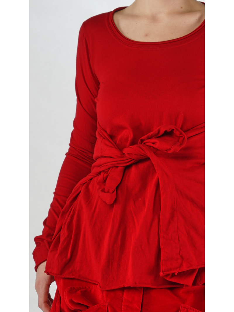 Rundholz Black Label - Jersey Shirt mit Schleife zum Binden - 2253330501