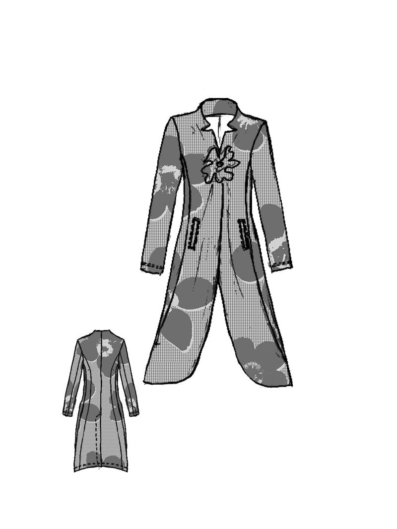 Rundholz Black Label - Techno Stretch Mantel mit Magnetischer blume - 2253441206