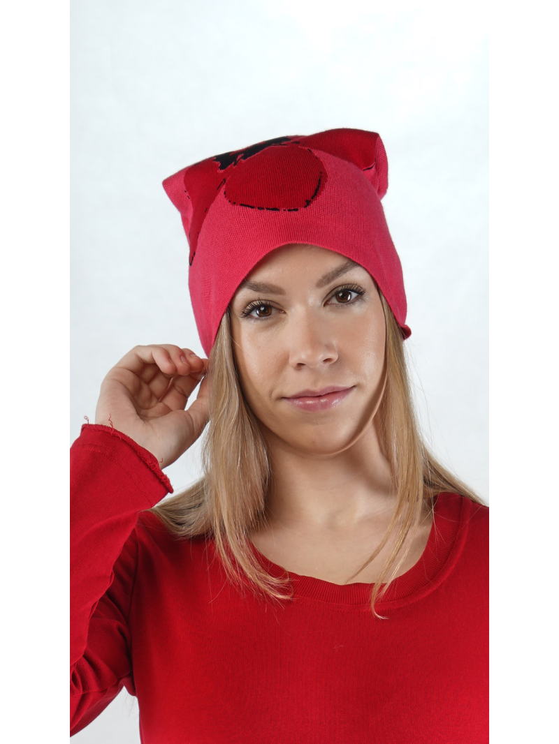 Rundholz Black Label - Strick Mütze mit Jaquard blume - 2253594605