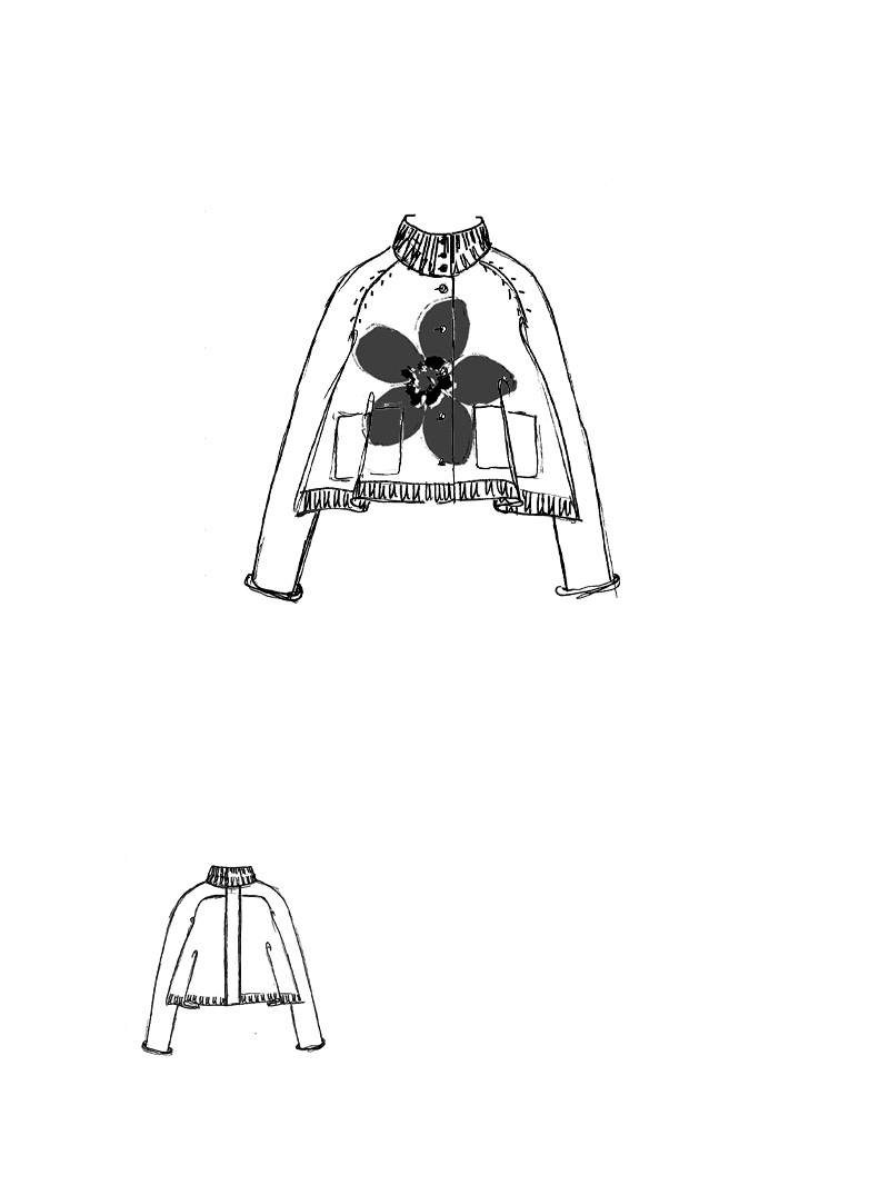 Rundholz Black Label - Kurze Strickjacke mit Jaquard Blume - 2253597103