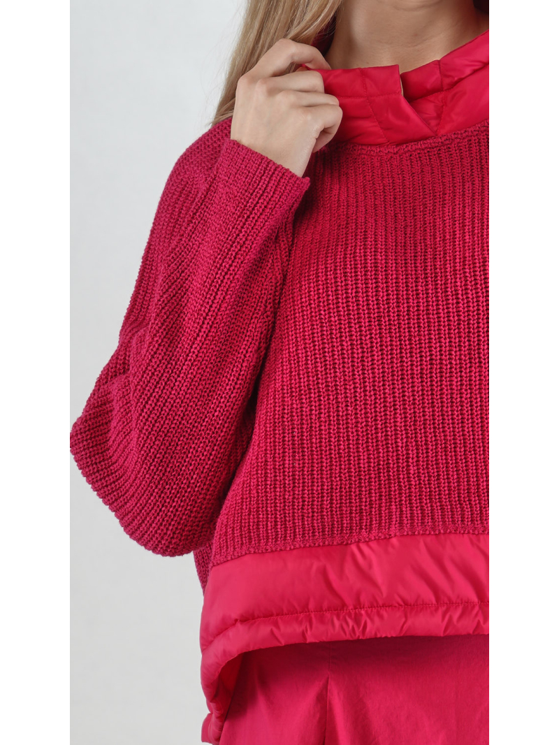 Rundholz Black Label - Gerader weiter Leinen Strick Pullover mit Wattiertem Nyloneinsatz - 2253710704