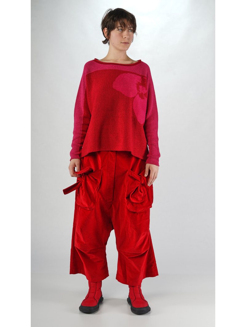 Rundholz Black Label - Ausgestellter Leinen Strick Pullover mit Platziertem Flock Druck - 2253720701