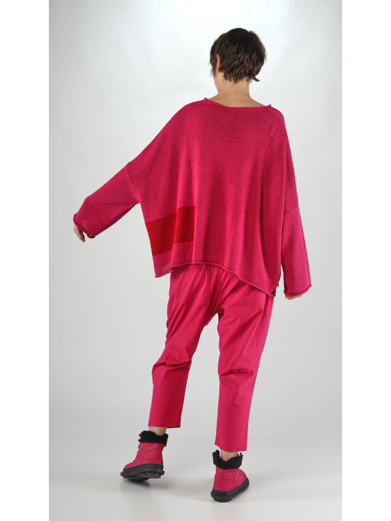 Rundholz Black Label - Kastenförmiger Leinen Strick Pullover mit Platziertem Flock Druck - 2253720702