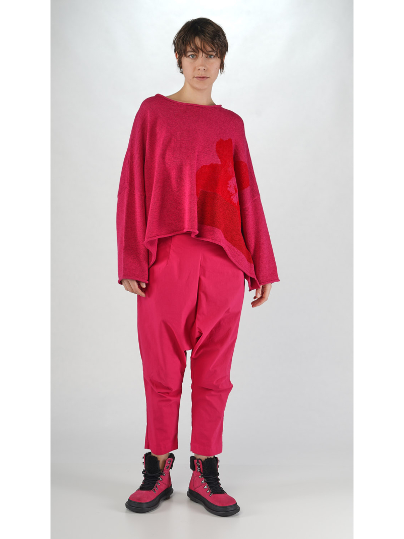 Rundholz Black Label - Kastenförmiger Leinen Strick Pullover mit Platziertem Flock Druck - 2253720702