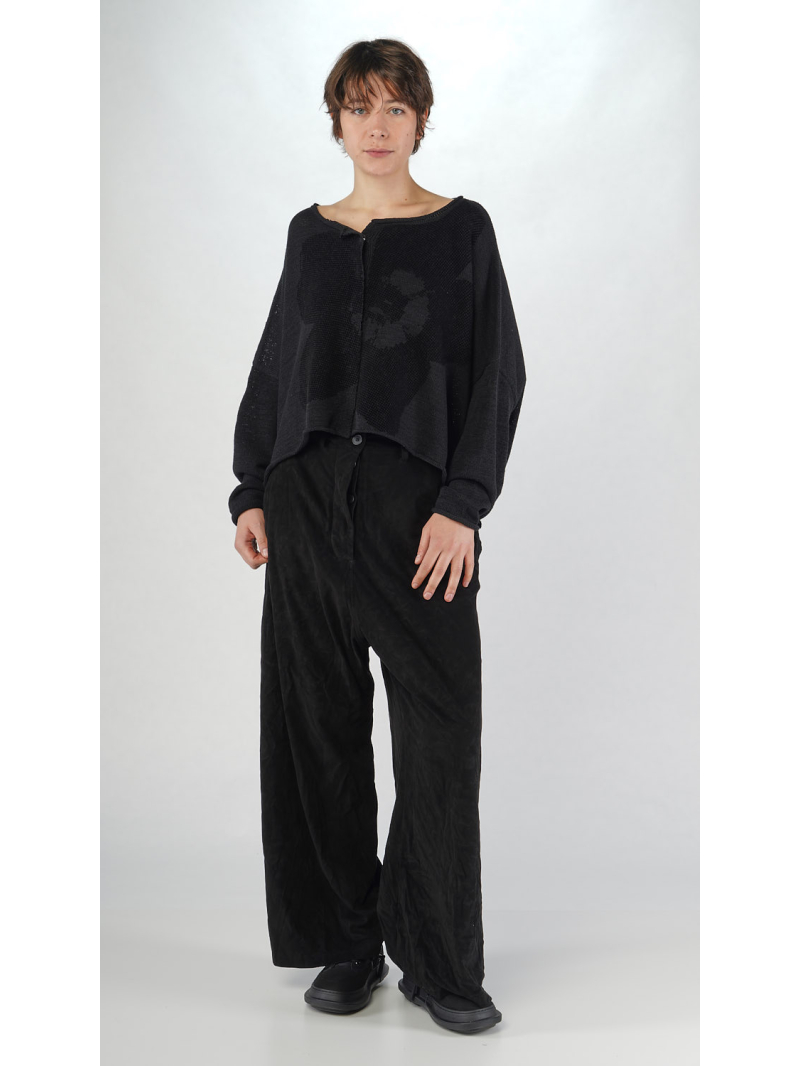 Rundholz Black Label - Gerade weite Leinen Strickjacke mit Platziertem Flock Druck - 2253727107