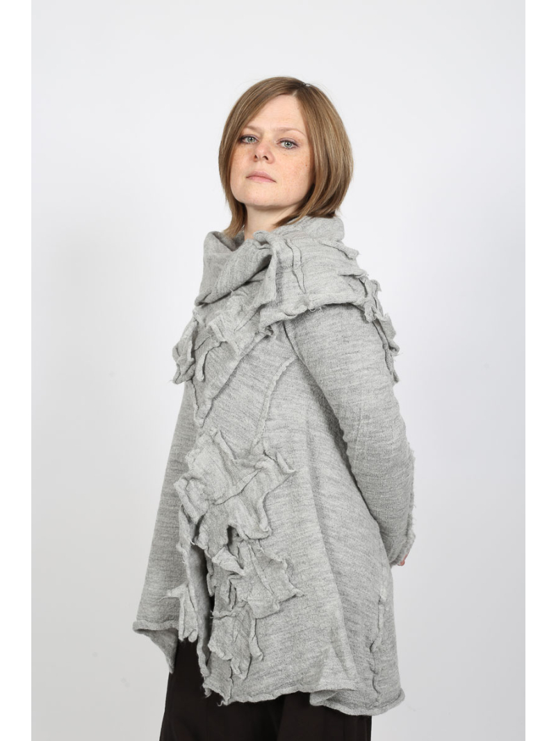 Rundholz Black Label - Wollschärpe mit plastischen Blumenapplikationen - 2253893212