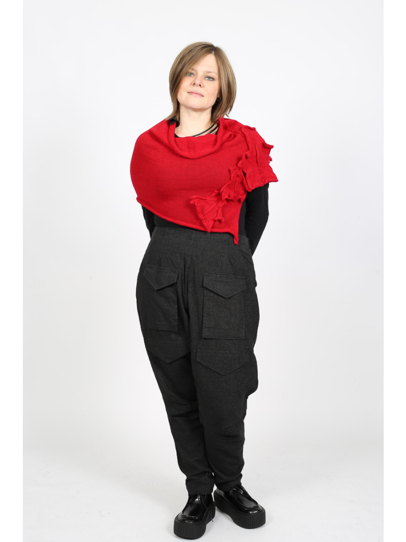 Rundholz Black Label - Wollschärpe mit plastischen Blumenapplikationen - 2253893212