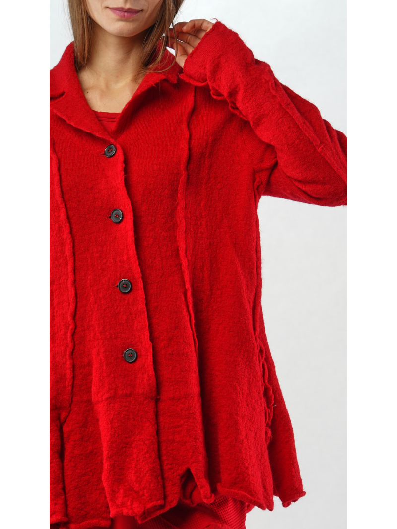 Rundholz Black Label - A-förmige Sportloden Strickjacke mit Blumengeformten Saum - 2253897103