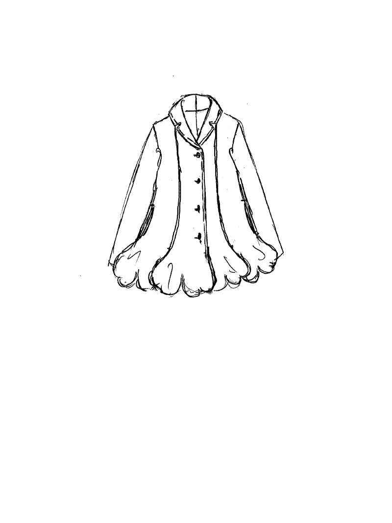 Rundholz Black Label - A-förmige Sportloden Strickjacke mit Blumengeformten Saum - 2253897103