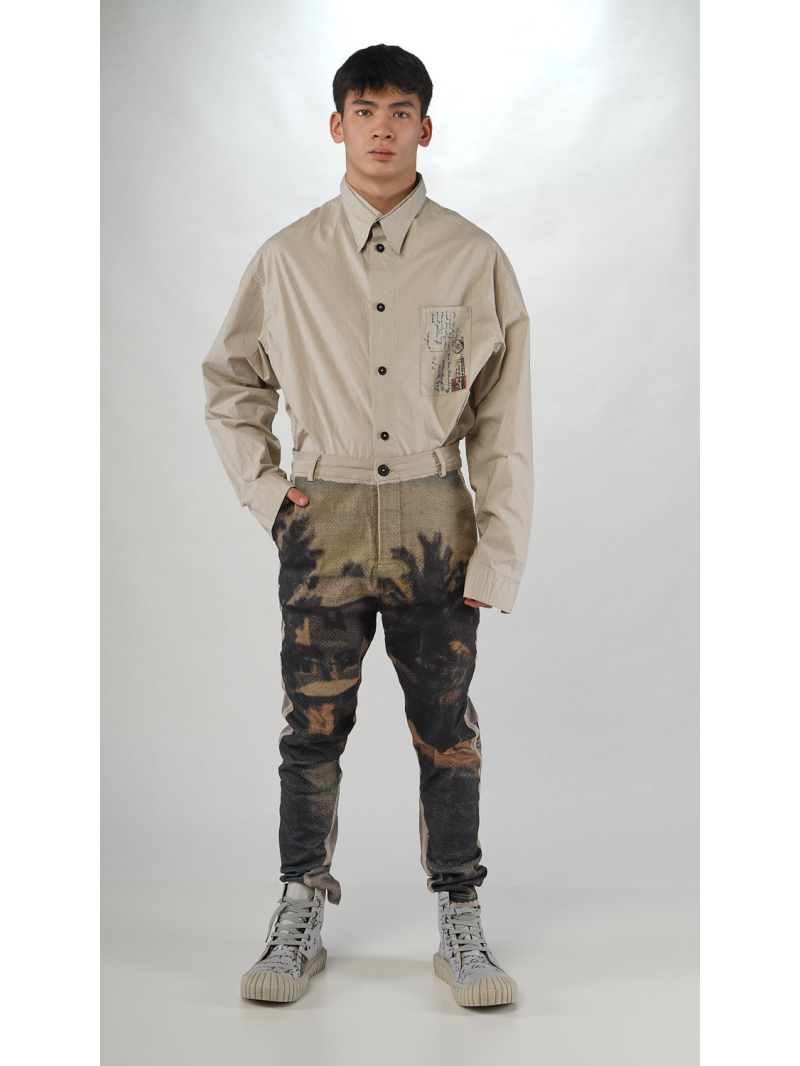 Rundholz - Baumwollstretch Hose mit Platziertem Digital Druck - 2254110101