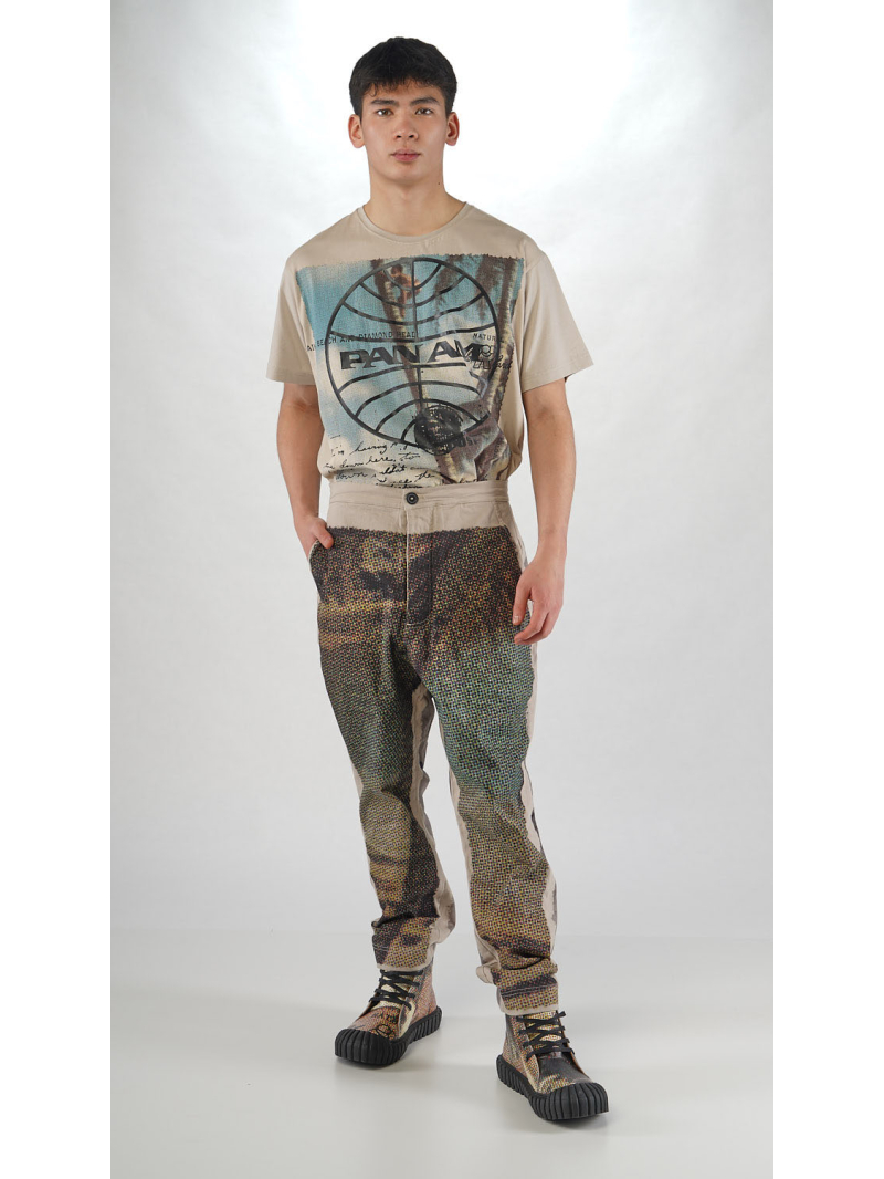 Rundholz - Baggy Baumwollstretch Hose mit Platziertem Digital Druck - 2254110102