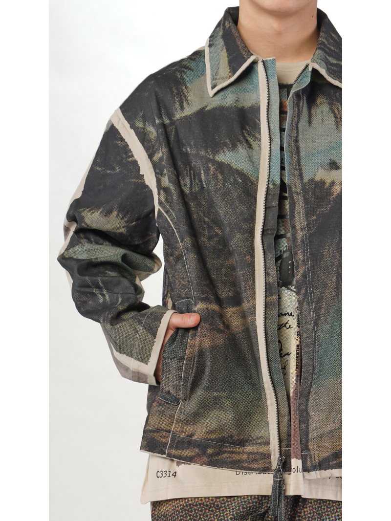 Rundholz - Weite Baumwollstretch Jacke mit Platziertem Digital Druck - 2254111103