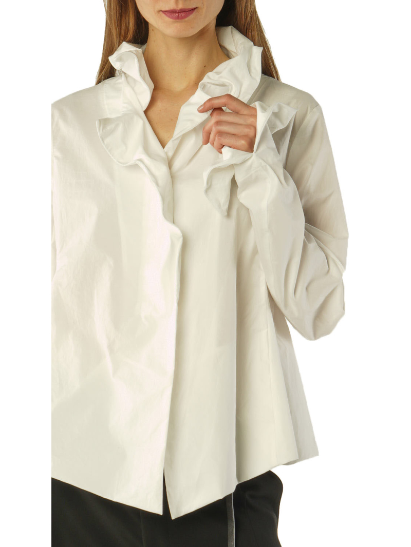 Rundholz - Ausgestellte Poplin Bluse - 2261230402