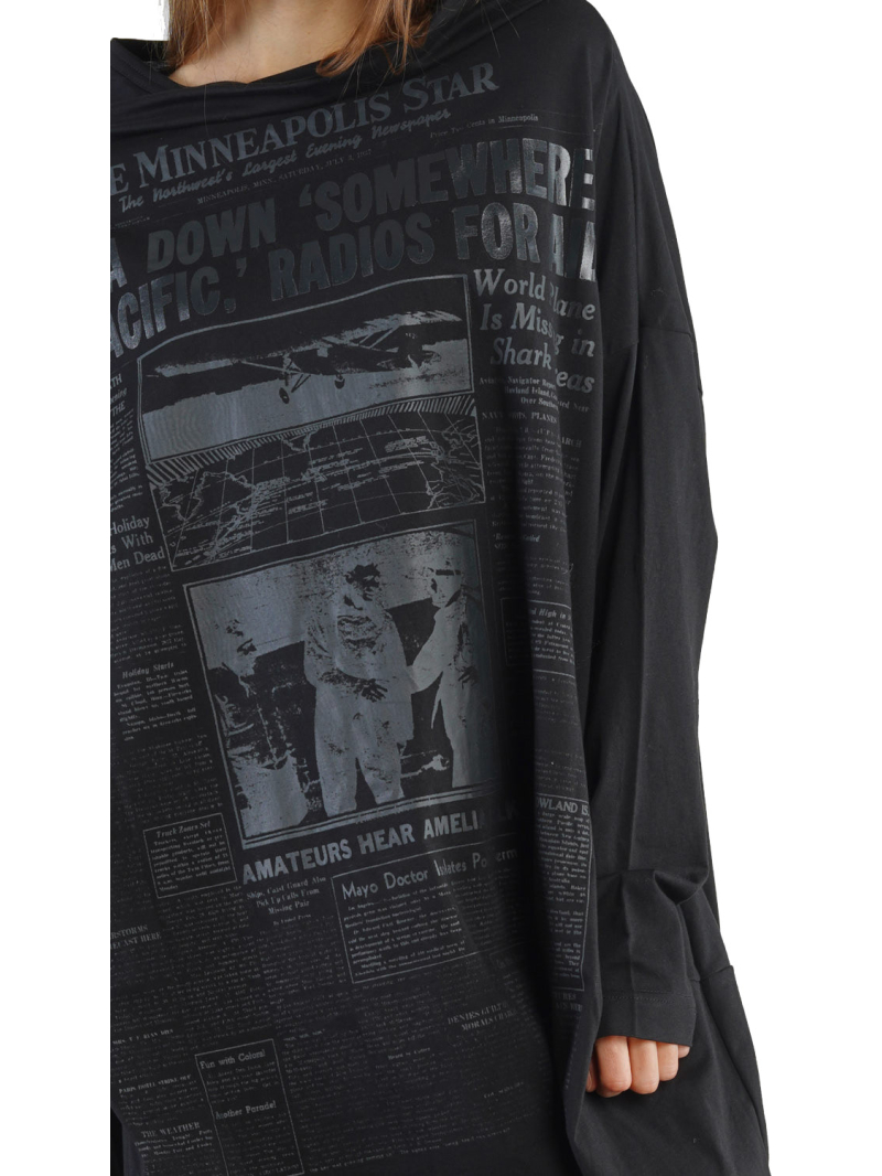 Rundholz DIP - Tunic in balloon shape with tone-in-tone print Oversize Black Print - 2242300507