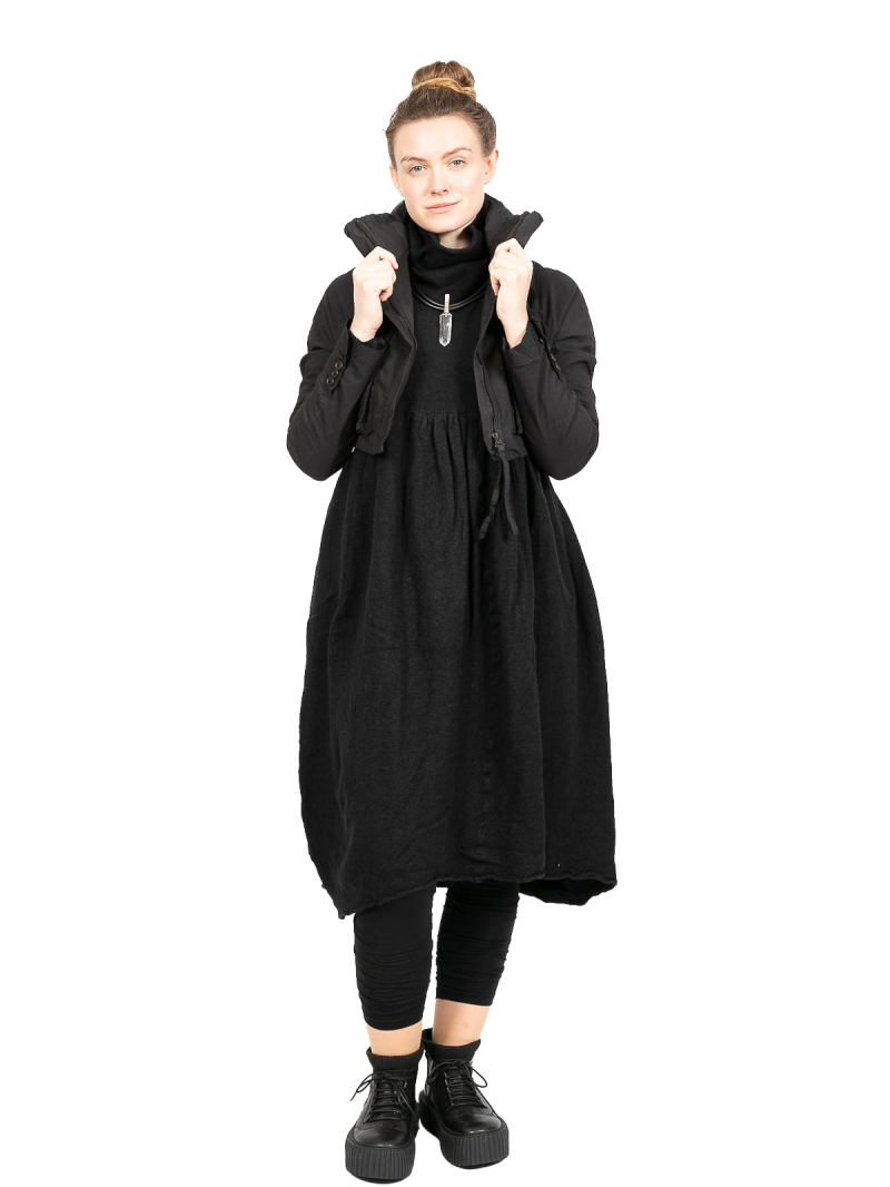 Rundholz - Трикотажное платье с завышенной талией и складками из вареной шерсти Черный - 2241687309