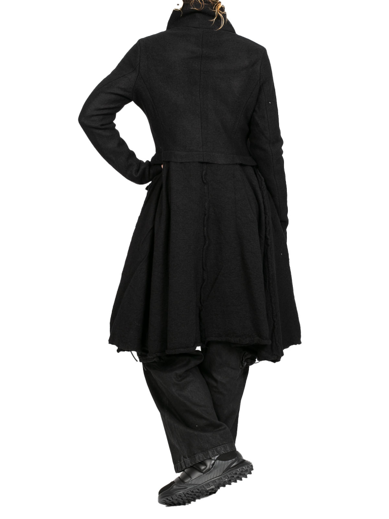 Rundholz Black Label - Mantel tailliert mit Koffertaschen gekochte Wolle + Filz Black - 2243881203