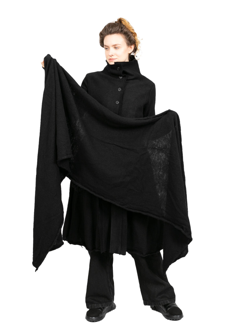 Rundholz DIP - Большой шарф с закатанными манжетами из вареной шерсти Черный - 2242687712