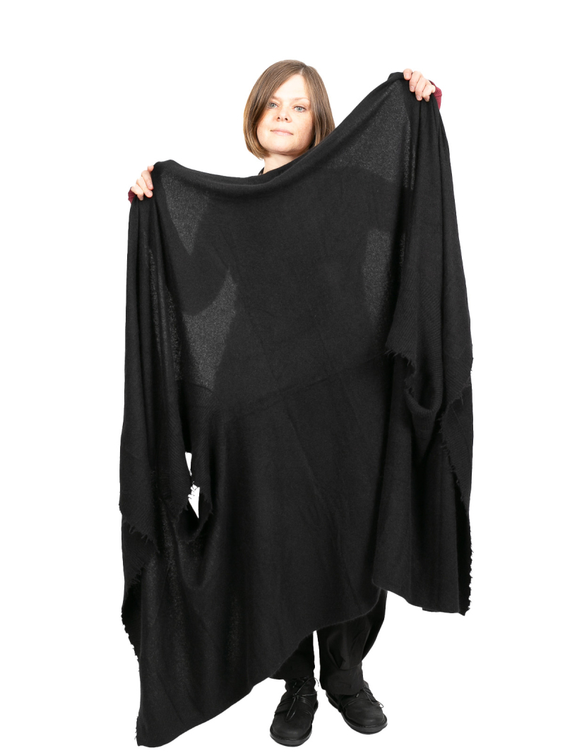 Rundholz DIP - Вязаный жилет-гигантский шарф с бахромой Oversize из мериносовой шерсти Черный - 2242337713