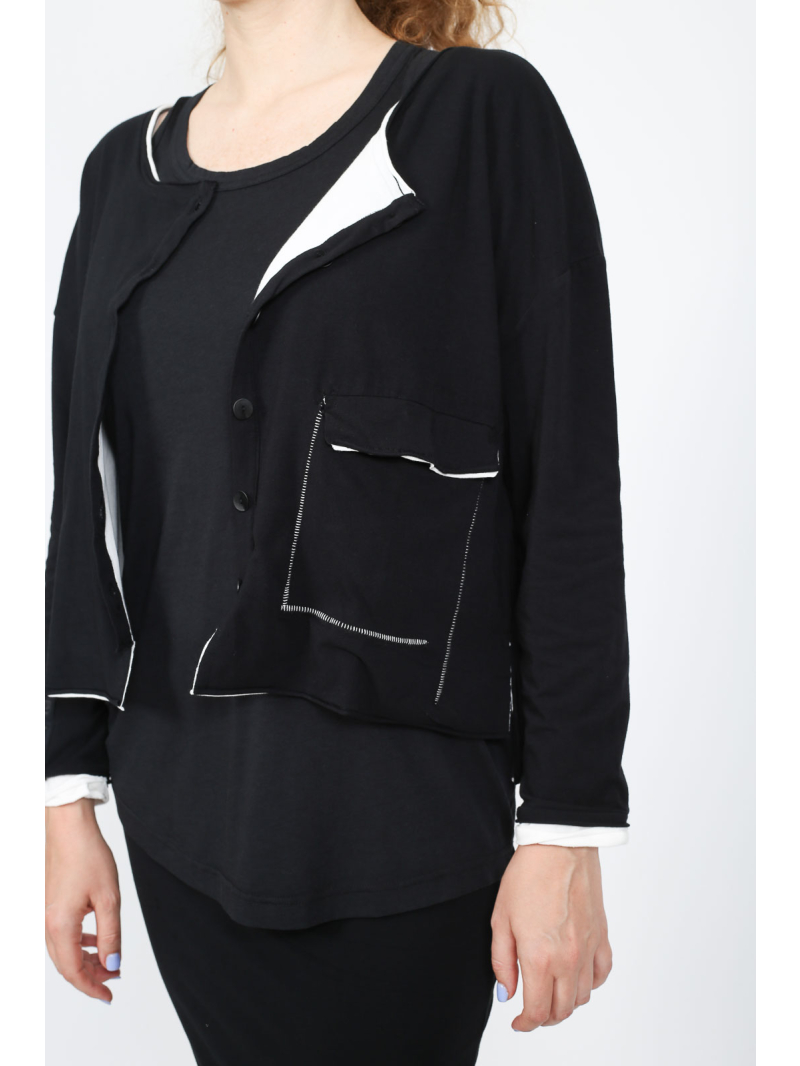 Черный от k&m - Короткий кардиган - будьте осторожны с кожей - 252.03.07