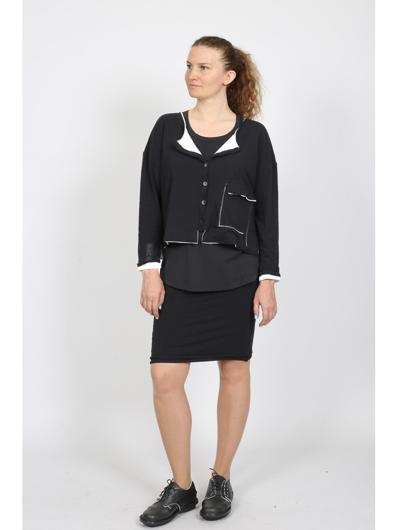 Черный от k&m - Короткий кардиган - будьте осторожны с кожей - 252.03.07