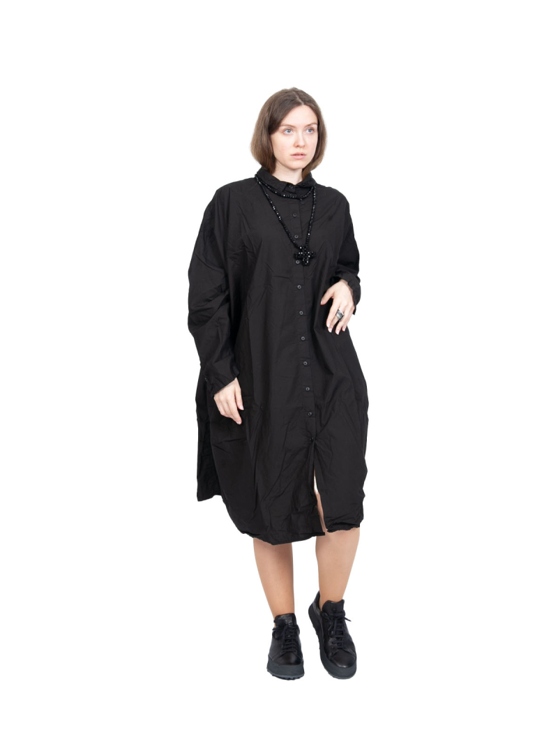 Rundholz DIP - HemdKleid mit seitlichen Strickeinsätzen Oversize Black - 2242530904