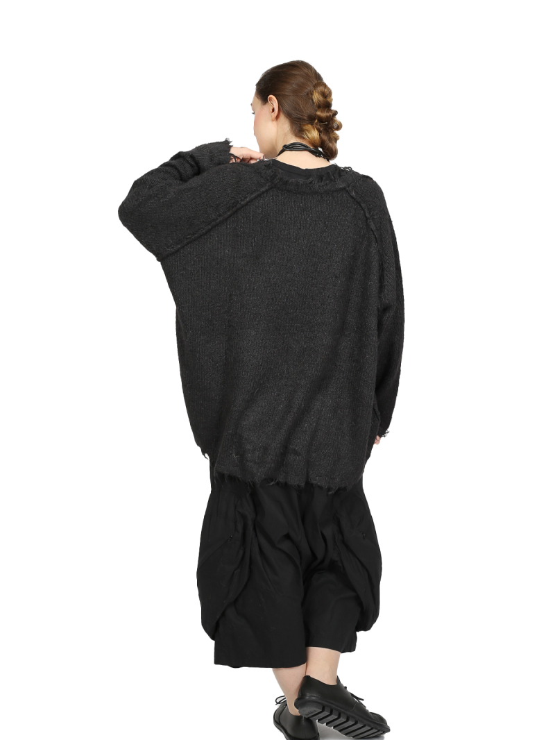 Rundholz - hip-length knitted sweater with round neckline - 1251650702