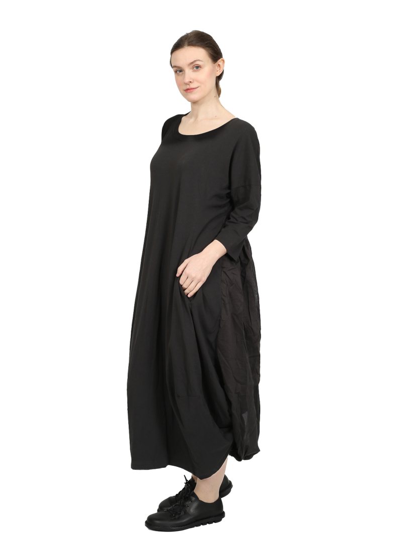 Rundholz Black Label - balloon dress with 3/4 sleeves and ruffles at the back - black - 1253470901