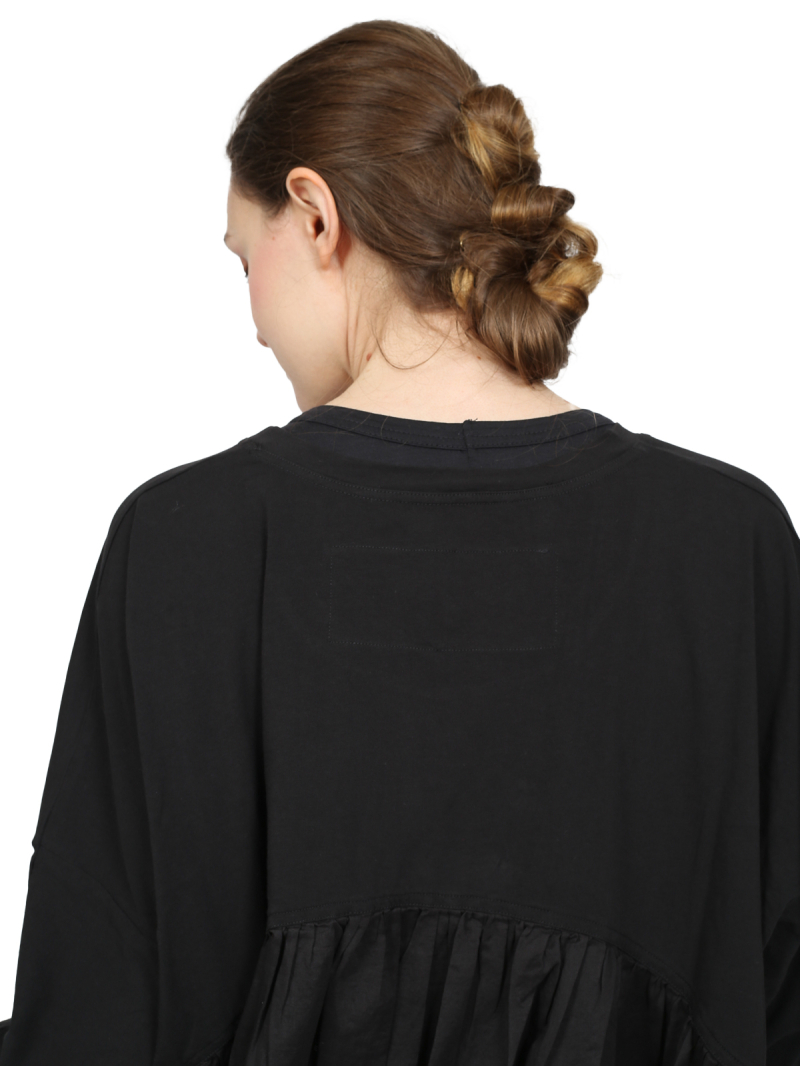 Rundholz Black Label - T-Shirt with 3/4 sleeves and ruffles at the back - black - 1253470503