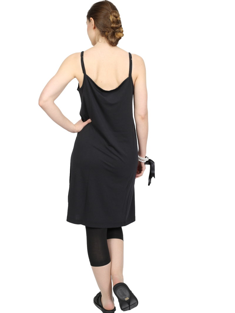 Рундгольц Black Label - платье из хлопкового джерси длиной до колена а-образной формы с узкими бретелями и круглым вырезом - черный - 1253260911