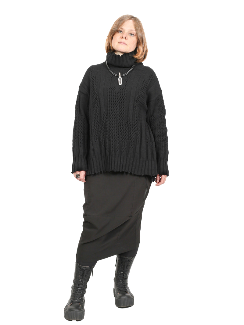 Serien°umerica - Джемпер с воротником-водолазкой из мериносовой шерсти фактурной вязки Черный - ser5060