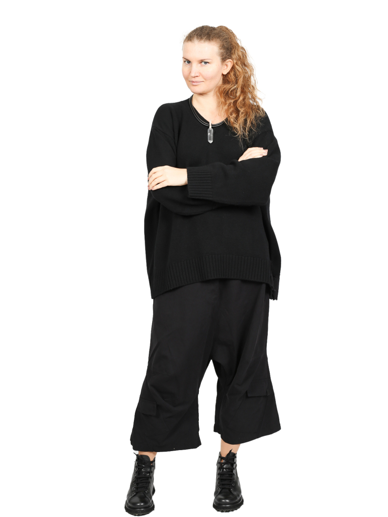 Aequamente - Кашемировый джемпер с V-образным вырезом и шелковыми деталями Черный Черный