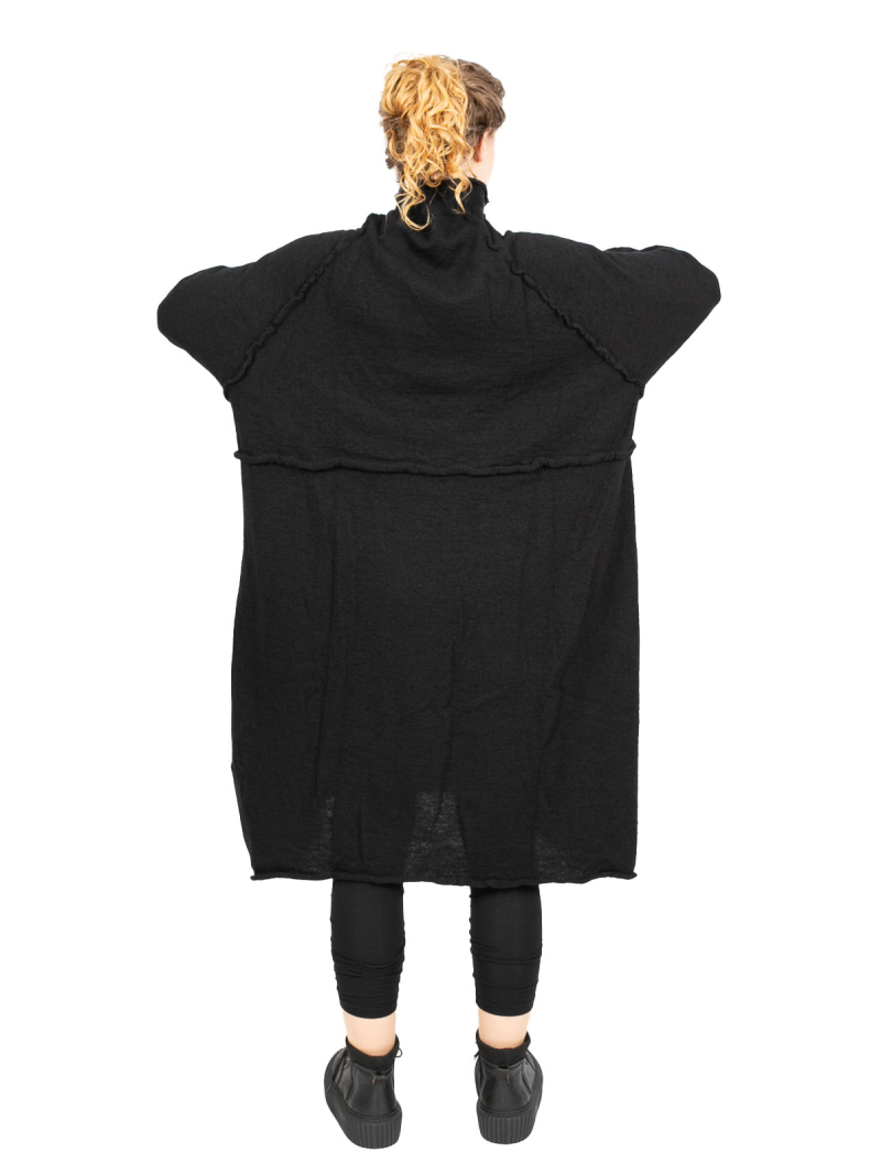 Rundholz Black Label - Knitted dress with suitcase pockets boiled wool oversize black - 2243897309