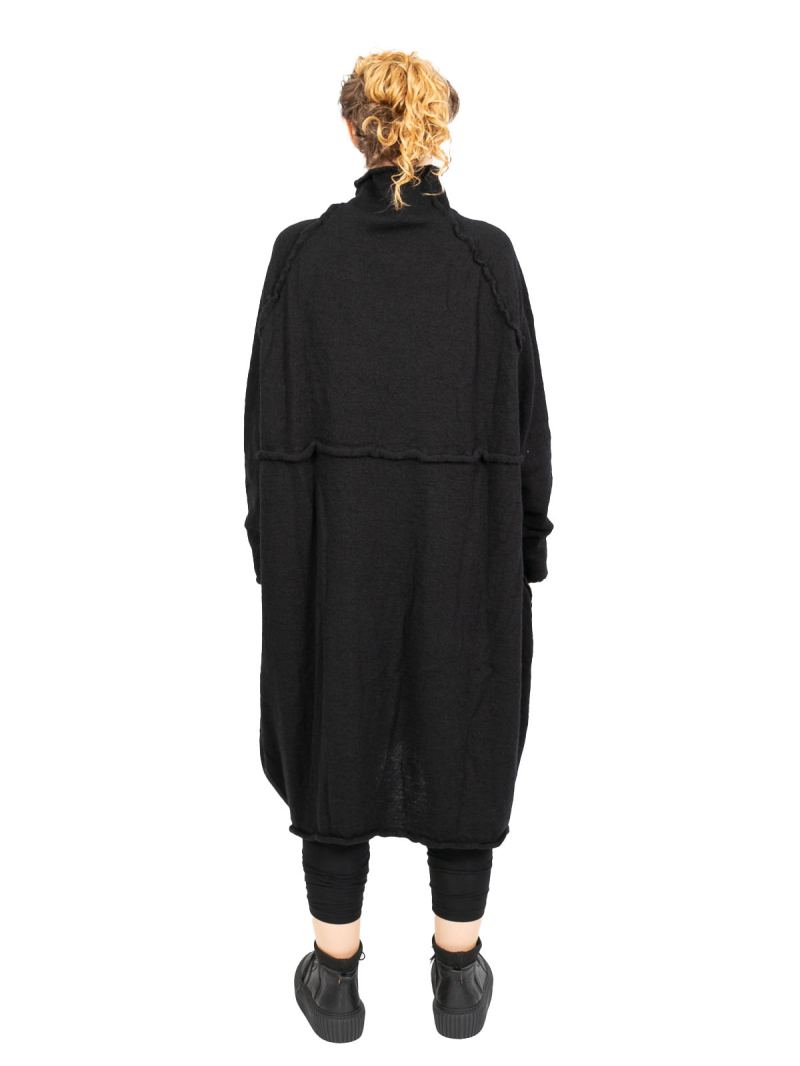 Rundholz Black Label - Knitted dress with suitcase pockets boiled wool oversize black - 2243897309