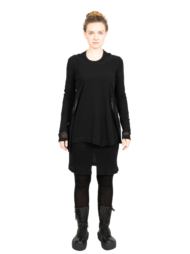Rundholz Black Label - Tulle tunic with asymmetric hem Cotton Black - 2243340516