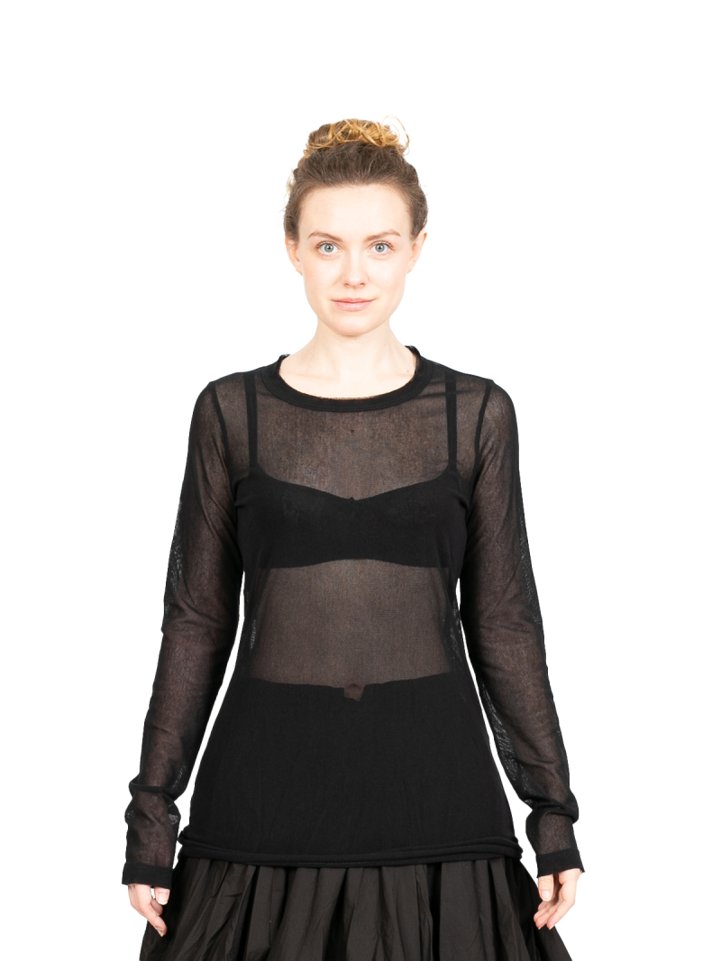 Rundholz Black Label - Тюлевая рубашка с длинным рукавом Хлопковый стрейч Черный - 2243340518