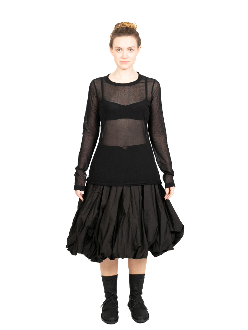 Rundholz Black Label - Тюлевая рубашка с длинным рукавом Хлопковый стрейч Черный - 2243340518