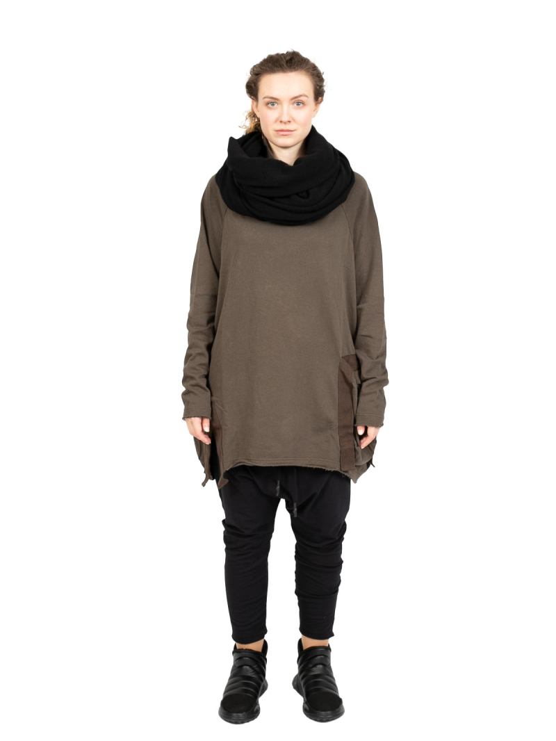 Rundholz Black Label - Большой шарф из шерстяной смеси с широкими ребристыми концами черный - 2243457711 - 2