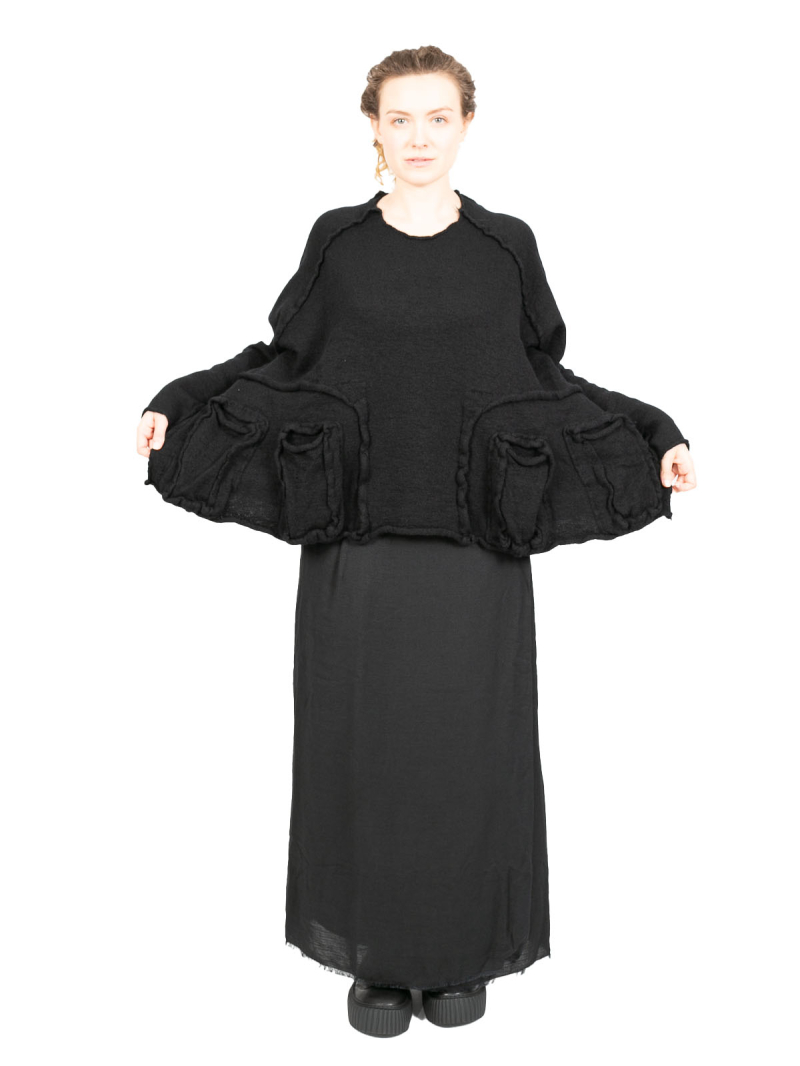 Rundholz Black Label - Пуловер с карманами-портфелями из вареной шерсти oversize черный - 2243890705