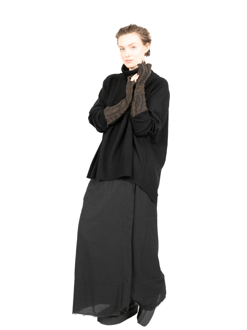 Rundholz Black Label - Arm warmers with thumb jacquard boiled wool jungle - 2243893114