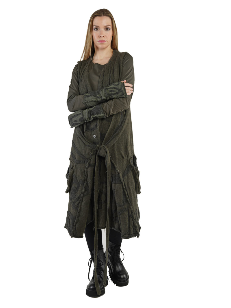 Rundholz Black Label - Arm warmers with thumb jacquard boiled wool jungle - 2243893114