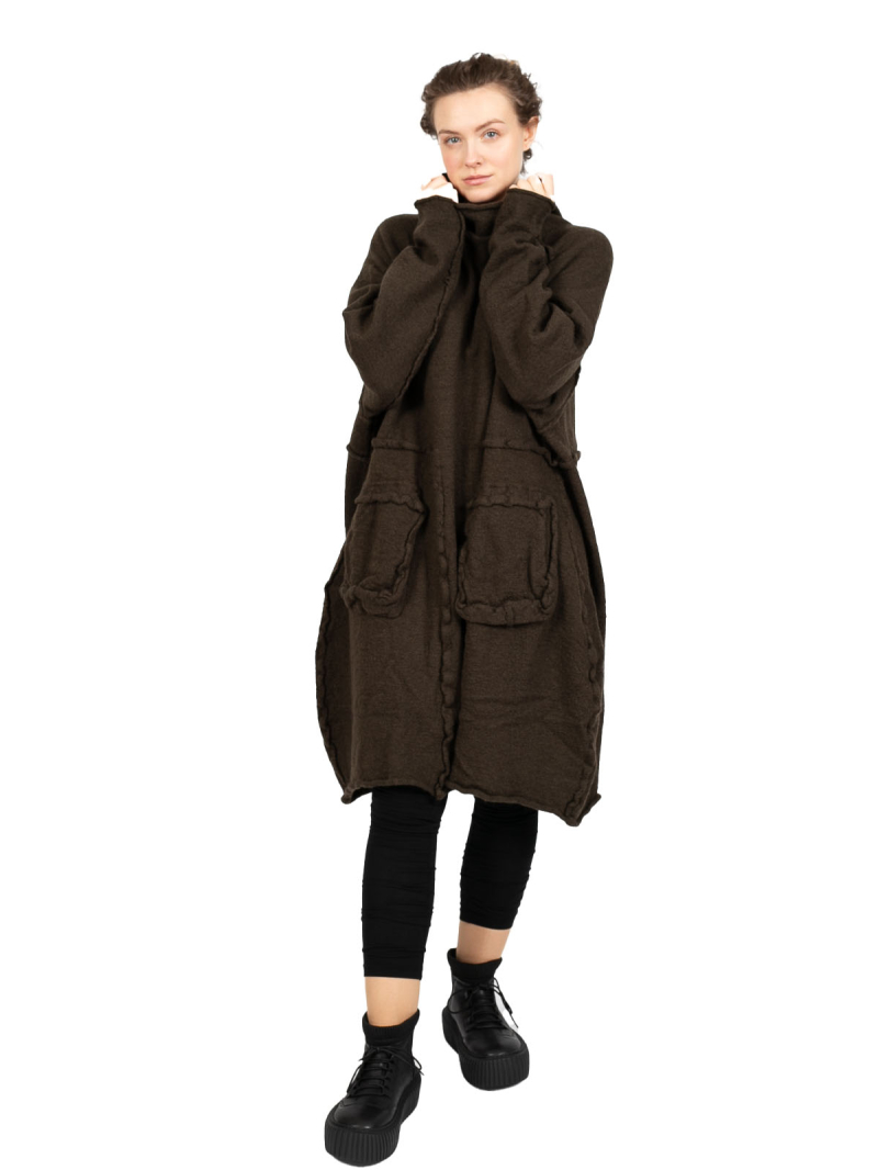 Rundholz Black Label - Knitted dress with suitcase pockets boiled wool oversize jungle - 2243897309