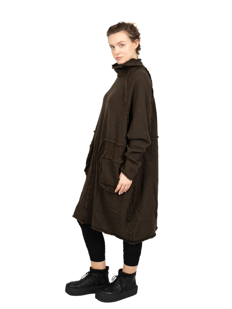 Rundholz Black Label - Knitted dress with suitcase pockets boiled wool oversize jungle - 2243897309