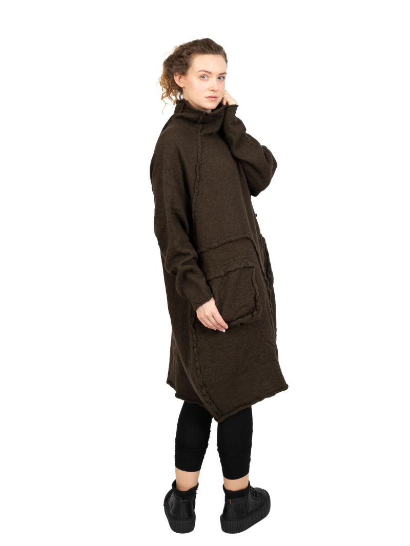 Rundholz Black Label - Knitted dress with suitcase pockets boiled wool oversize jungle - 2243897309